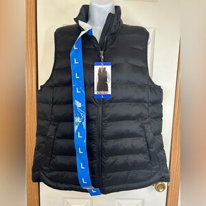 32 Degrees Heat Womens Black Puffer Vest Large NWT Lightweight Winter Warm